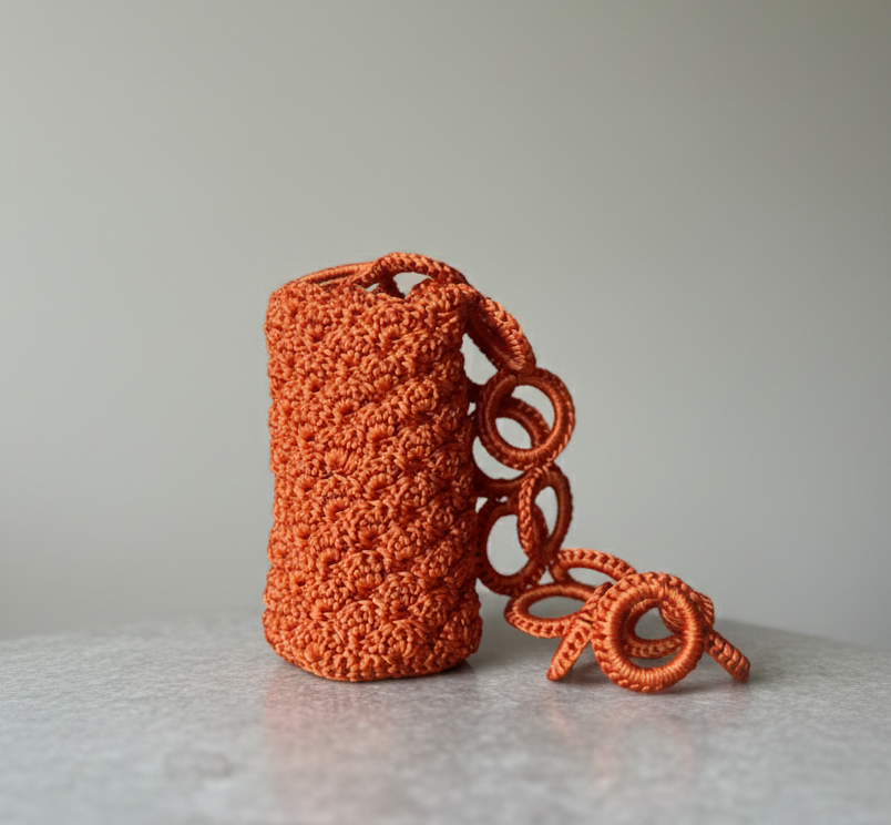 Mochila Naranja Cilindro Cordón de Seda 10X19 - Image 3