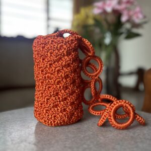 Mochila Naranja Cilindro Cordón de Seda 10X19