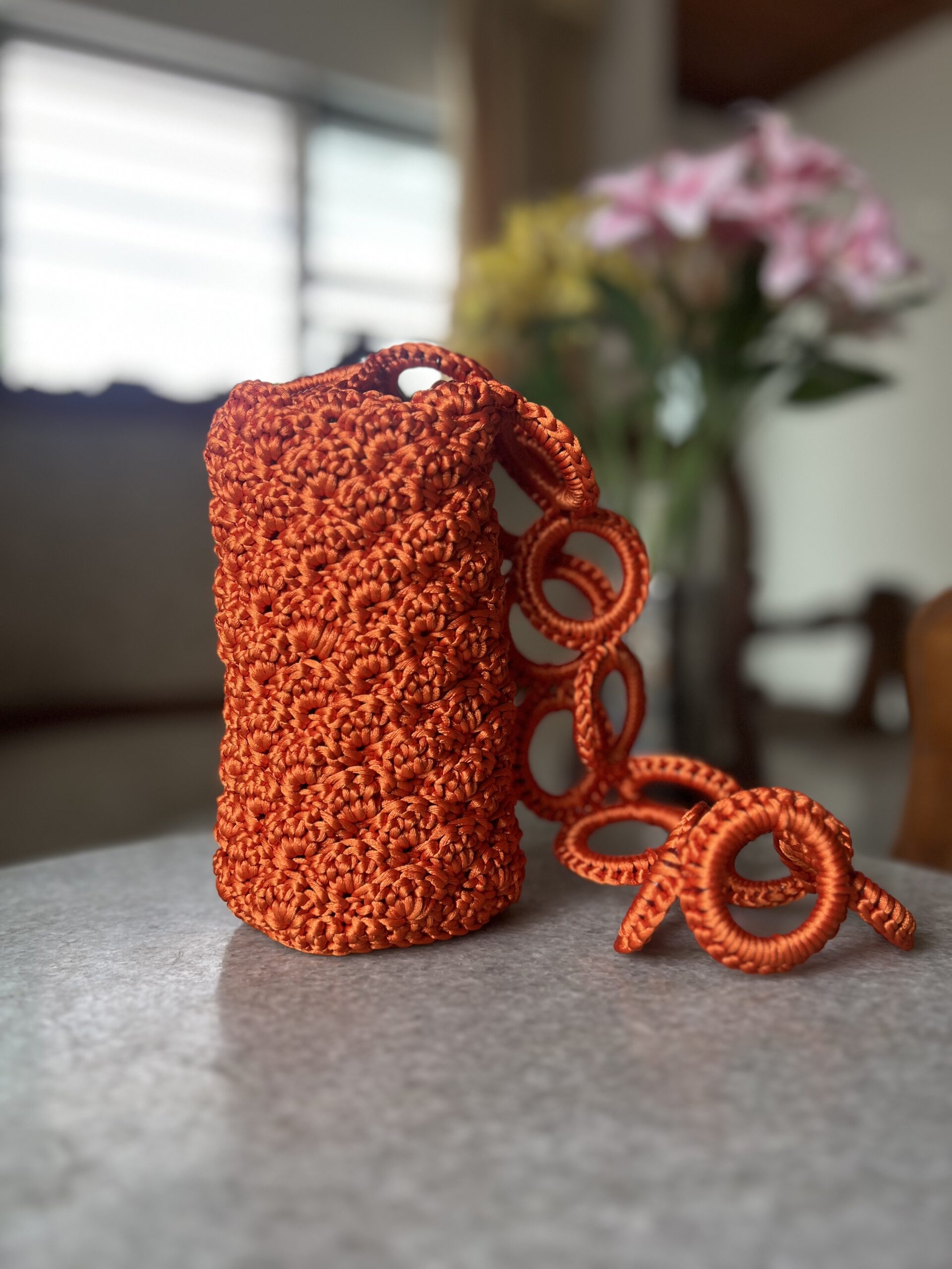 Mochila Naranja Cilindro Cordón de Seda 10X19