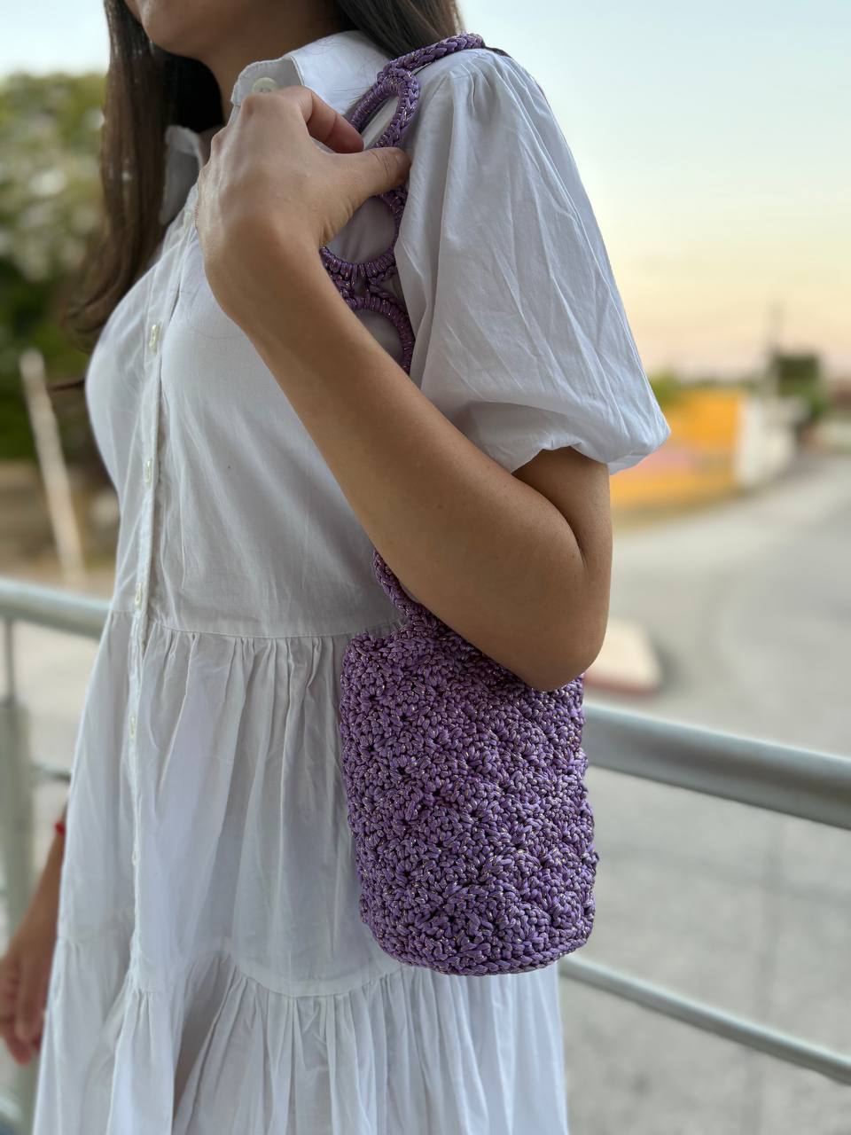 Mochila Lila Tejida en Seda - Image 2