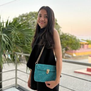 Bolso Azul Aguamarina en Cordón de Seda